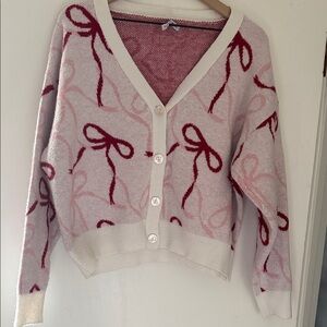 Celebrity Pink Bow Patterned Cardigan
